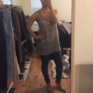 Striped sequin blue-green oversized tank top